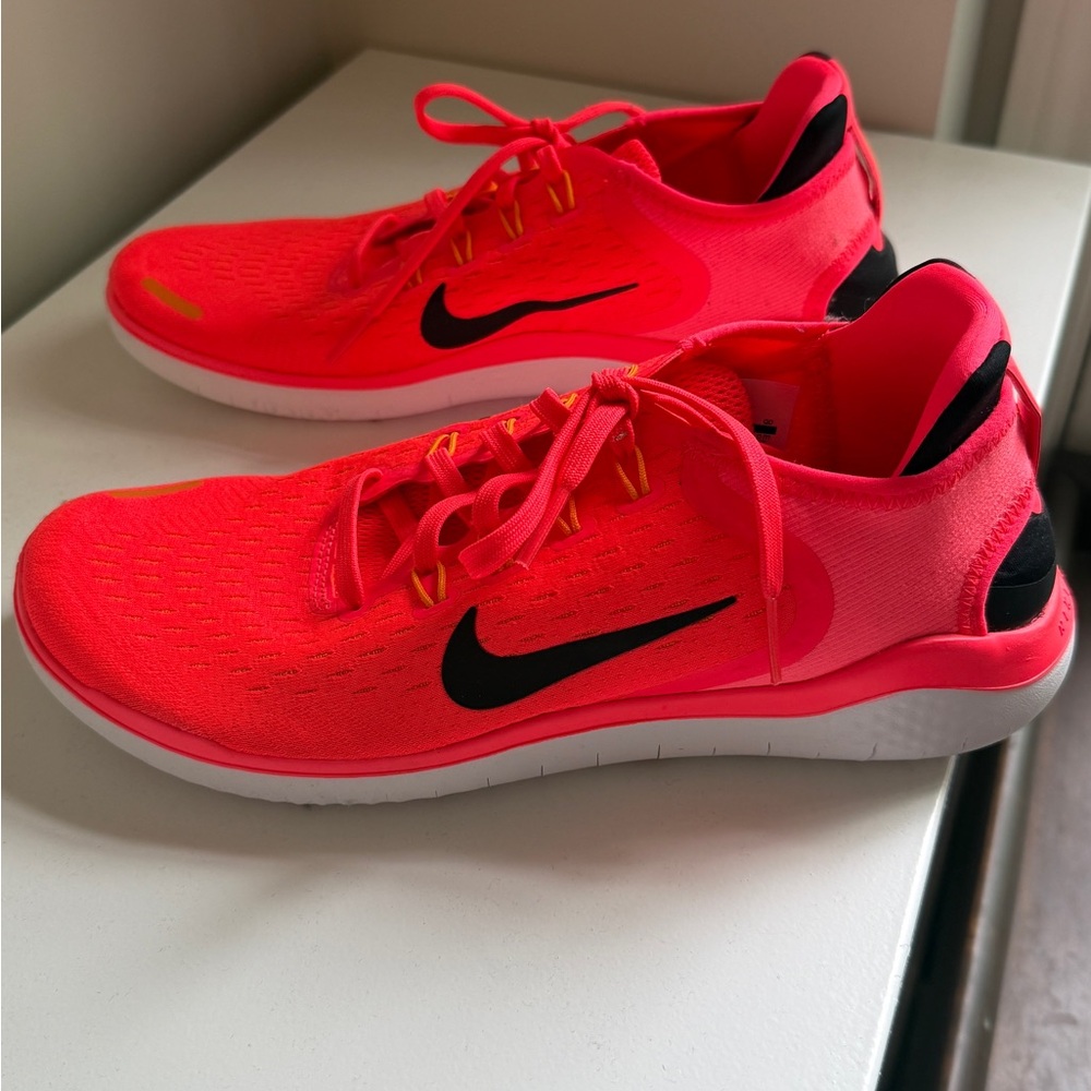 Nike Free Neon Red/ Pinkish/Orange Running Shoes with Black Swoosh